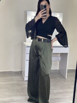 Παντελόνα Satin Χακί